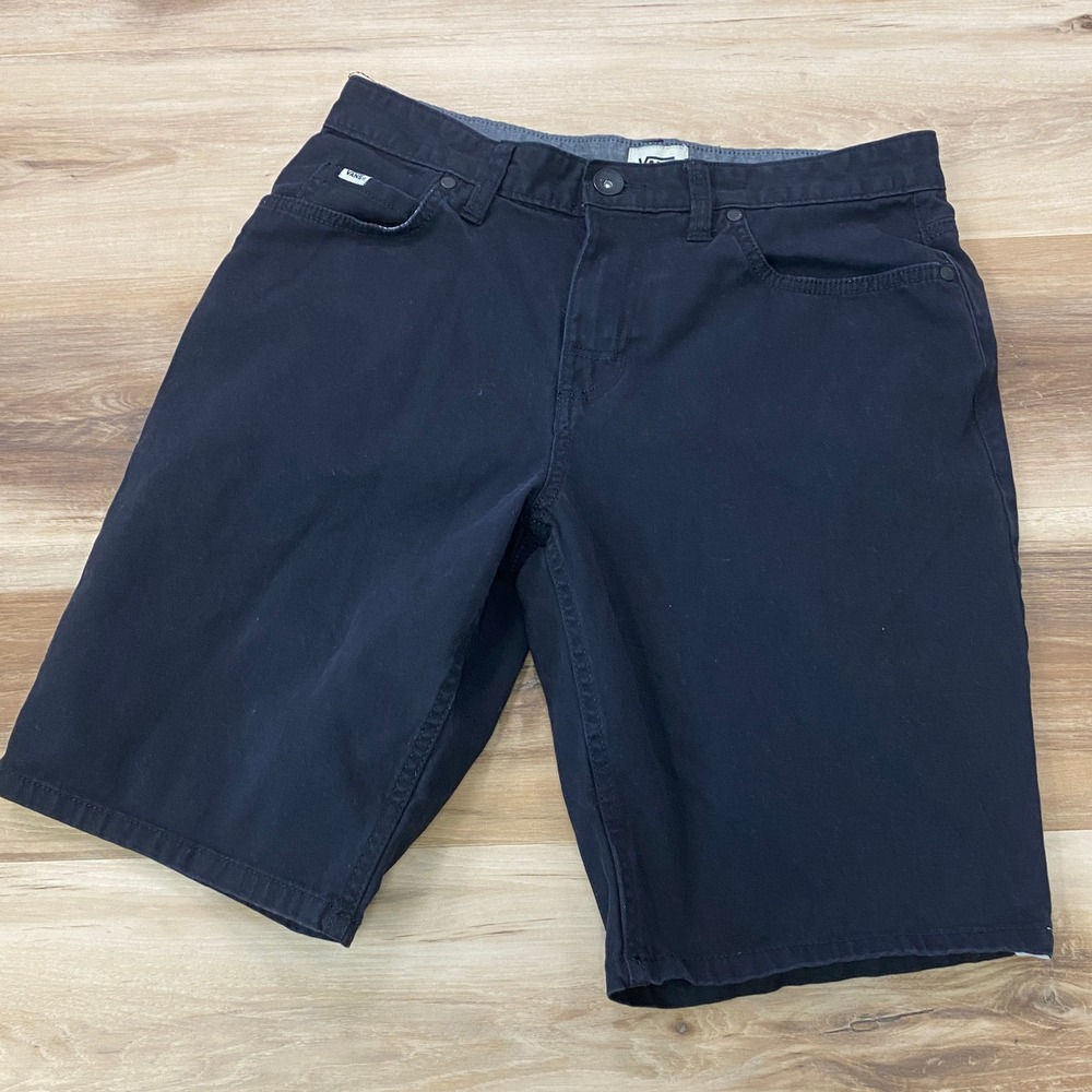 Vans Chino Shorts Size 30 Black Skateboarding Casual Cotton Blend Straight Fit